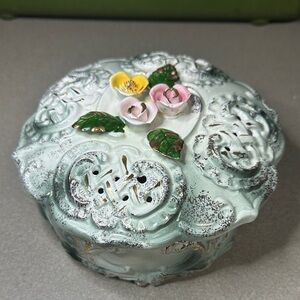 Vintage Floral Ceramic potpourri dish with roses